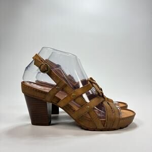 Timberland Earthkeepers Brown Leather Heeled Sandals 11607M Women's Size 7